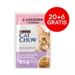 CAT CHOW Sensitiivne kassitoit l&otilde;he ja suvik&otilde;rvitsaga kastmes 85g - 20 SUURUST + 6 TASUTA !!!
