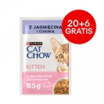 CAT CHOW Kitten Food lambaliha ja suvik&otilde;rvitsaga kastmes 85g - 20 PAKK + 6 TASUTA !!!