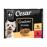 Cesar Creations 4&times;100 g Kana hernestega ja veiseliha porgandiga kastmes