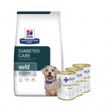 HILL'S PD Prescription Diet Canine w/d 10 kg + ENZO VET Urinary uriiniteede haiguste raviks, kana lisandiga, koertele, 3 x 400 g