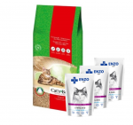 JRS Cat's Best Original liivakast 40 l / 17,2 kg + ENZO VET Steriliseeritud kasside dieettoit kalkunigeeliga 3x100 g