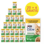 CAT CHOW Steriliseeritud kassitoit kana ja baklažaaniga kastmes 85g - 20 SASKET + 6 TASUTA !!!