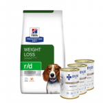 HILL'S PD Prescription Diet Canine r/d 10 kg + ENZO VET Soole dieet koertele lambalihaga 3x400 g
