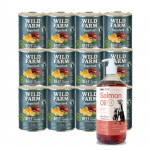 Wild Farm Superfood Beef 12x400 g teraviljavaba koeratoit + LAB V l&otilde;he&otilde;li koertele ja kassidele 1000 ml