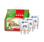 JRS Cats Best Eko Plus 20 l / 8,6 kg + ENZO VET m&auml;rgtoit veiselihaga geeliga kassidele 3x100 g