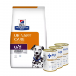 HILL'S PD Prescription Diet Canine u/d Urinary Care 10 kg + ENZO VET Urinary uriiniteede haiguste raviks, kana koertele 3x400 g