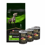 PURINA Veterinary PVD HA h&uuml;poallergeeniline koeratoit 11 kg + Wild Farm Monoprotein metssiga 3x400 g h&uuml;poallergeeniline koeratoit