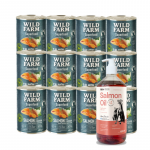 Wild Farm Superfood Salmon 12x400 g teraviljavaba koeratoit + LAB V l&otilde;he&otilde;li koertele ja kassidele 1000 ml