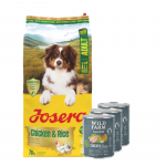JOSERA Kana ja riis 12,5 kg + WILD FARM Superfood Kana (kana k&otilde;rvitsa, &otilde;unte ja maitsetaimedega) 3x800 g teraviljavaba koeratoit