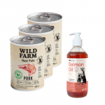 Wild Farm Pate Pork 3x400g gluteenivaba koeratoit + LAB V l&otilde;he&otilde;li koertele ja kassidele 500ml