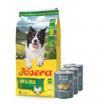JOSERA Adult Light & Vital 12,5 kg + WILD FARM Superfood Chicken (kana k&otilde;rvitsa, &otilde;unte ja maitsetaimedega) 3x800 g teraviljavaba koeratoit