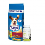 CHAPPI 13,5 kg &ndash; kuiv koeratoit veiseliha, linnuliha ja k&ouml;&ouml;giviljadega + LAB-V Calm Support &ndash; abi stressi ja k&auml;itumish&auml;irete s&uuml;mptomite leevendamiseks 45 kapslit