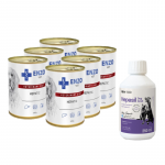 ENZO VET Hepatic koerte maksahaiguste raviks 6x400g + Lab-v Hepasil Dog & Cat preparaat koerte ja kasside maksafunktsiooni parandamiseks 250 ml