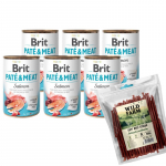 BRIT PATE & MEAT SALMON 6x400g + WILD FARM veiselihast pulgad 500g maiused koertele