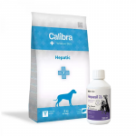 Calibra Veterinary Diets Dog Hepatic 2 kg + Lab-v Hepasil Dog & Cat preparaat koerte ja kasside maksa funktsiooni parandamiseks 250 ml