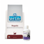 FARMINA Vet Life Cat Hepatic 2 kg + Lab-v Hepasil koerte ja kasside preparaat maksa funktsiooni parandamiseks 250 ml
