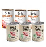 Wild Farm Pate Lamb 3x400g gluteenivaba lambaliha koeratoit + BRIT PATE & MEAT TURKEY 3x400g