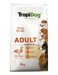 TROPIDOG Premium Adult Small Breeds pardiga ja riisiga 8kg