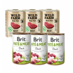 BRIT PATE & MEAT DUCK 3x800g + WILD FARM Pate Beef 3x800g