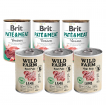 Wild Farm Pate Lamb 3x400g gluteenivaba lambaliha toit koertele + BRIT PATE & MEAT VENISON 3x400g