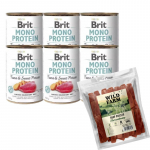 BRIT MONO PROTEIN TUNA & SWEET POTATO 6x400g + WILD FARM veiselihafilee 500g maiustused koertele