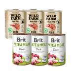 BRIT PATE & MEAT DUCK 3x800g + WILD FARM Pate Pork 3x800g