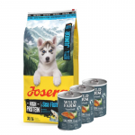 JOSERA k&otilde;rge valgusisaldusega t&auml;iskasvanud merikala 12,5 kg + Wild Farm Superfood l&otilde;he 3x400 g teraviljavaba koeratoit