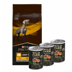 PURINA Veterinary PVD NF neerufunktsioon 12 kg + Wild Farm Monoprotein Pork 3x00 g h&uuml;poallergeeniline toit koertele