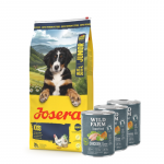 JOSERA Kids 12,5 kg + WILD FARM Superfood Chicken (kana k&otilde;rvitsa, &otilde;unte ja &uuml;rtidega) 3x800 g teraviljavaba koeratoit