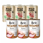 BRIT PATE & MEAT RABBIT 3x800g + WILD FARM Pate Lamb 3x800g