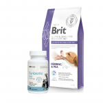 BRIT GF Veterinary Diets koeratoit Gastrointestinal-Low Fat 12 kg + LAB-V Synbiotic Vet &ndash; seedimise tervis ja soole mikrofloor koertele ja kassidele 45 kapslit