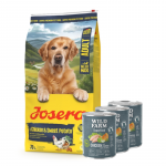 JOSERA Medi/Maxi kana ja bataat 12,5 kg + WILD FARM Superfood kana (kana k&otilde;rvitsa, &otilde;unte ja &uuml;rtidega) 3x800 g teraviljavaba koeratoit