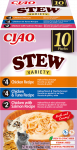 INABA Ciao Stew &ndash; t&auml;iendav kassitoit kana-, kana- ja tuunikala-, kana- ja l&otilde;hemaitsega, 10 x 40 g