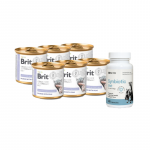 Brit gf veterinaarravimid kassidele Gastrointestinal 6x200g + LAB-V Synbiotic Vet &ndash; seedetrakti tervis ja soole mikrofloorad koertele ja kassidele 45 kapslit