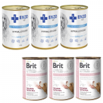 BRIT GF Veterinary Diets Koerte h&uuml;poallergeeniline toit 3x400g + ENZO VET H&uuml;poallergeeniline toit kalkuniga koertele 3x400g