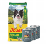 JOSERA Adult Lamb & Rice 12,5 kg + WILD FARM Superfood Beef (veiseliha k&otilde;rvitsa, kartuli ja peterselliga) 3x800 g teraviljavaba koeratoit