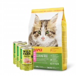 JOSERA Kitten Grainfree 10 kg kuivtoit + WILD FARM Premium Grain Free Chicken and Salmon Junior 3x400 g &ndash; teraviljavaba kassipoegade toit