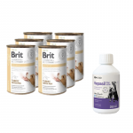 BRIT GF Veterinary Diets Dog Hepatic 6x400g + Lab-v Hepasil Dog & Cat preparaat koerte ja kasside maksa funktsiooni parandamiseks 250 ml