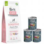 BRIT CARE Sustainable Sensitive Insect & Fish 12 kg + Wild Farm Superfood Duck 3x400 g teraviljavaba koeratoit