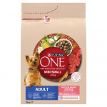 PURINA ONE Adult Mini/Small T&auml;iskasvanud koertele m&otilde;eldud toit, mis on rikas veiseliha ja riisiga 3 kg