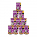 WHISKAS T&auml;iskasvanud kasside konservtoit, 12x400 g &ndash; m&auml;rg kassitoit kana kastmes