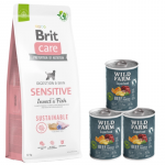 BRIT CARE Sustainable Sensitive Insect & Fish 12 kg + Wild Farm Superfood Beef 3x400 g teraviljavaba koeratoit