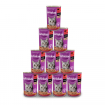 WHISKAS T&auml;iskasvanud kasside konservtoit, 12x400 g &ndash; m&auml;rg kassitoit veiselihaga kastmes