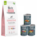 BRIT CARE Sustainable Sensitive Insect & Fish 12 kg + Wild Farm Superfood maitsesegu 3x400 g