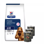 HILL'S PD Prescription Diet Canine z/d Toiduainete &uuml;litundlikkus 10 kg + WILD FARM Monoproteiiniline veiseliha 3x800 g h&uuml;poallergeeniline toit koertele