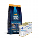 PRIMAL SPIRIT 70% Wild Waters 12 kg + ENZO VET H&uuml;poallergeeniline toit j&auml;nesega koertele 3x400 g