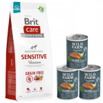 BRIT CARE Teraviljavaba Sensitive Venison 12 kg + Wild Farm Superfood Salmon 3x400 g teraviljavaba koeratoit