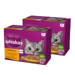 WHISKAS Adult kotikud 12 x 85 g &ndash; Linnuliha pidus&ouml;&ouml;k &ndash; m&auml;rgtoit t&auml;iskasvanud kassidele, geelis (t&uuml;kid: kana, part, linnuliha, kalkun)