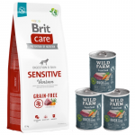 BRIT CARE Teraviljavaba Sensitive Venison 12 kg + Wild Farm Superfood Duck 3x400 g teraviljavaba koeratoit