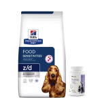 HILL'S PD Prescription Diet Canine z/d toiduainete &uuml;litundlikkus 10 kg + Lab-v Derma Twist &ndash; naha, karvkatte ja kaitsekihi toetamine koertele ja kassidele 60 roll-on kapslit